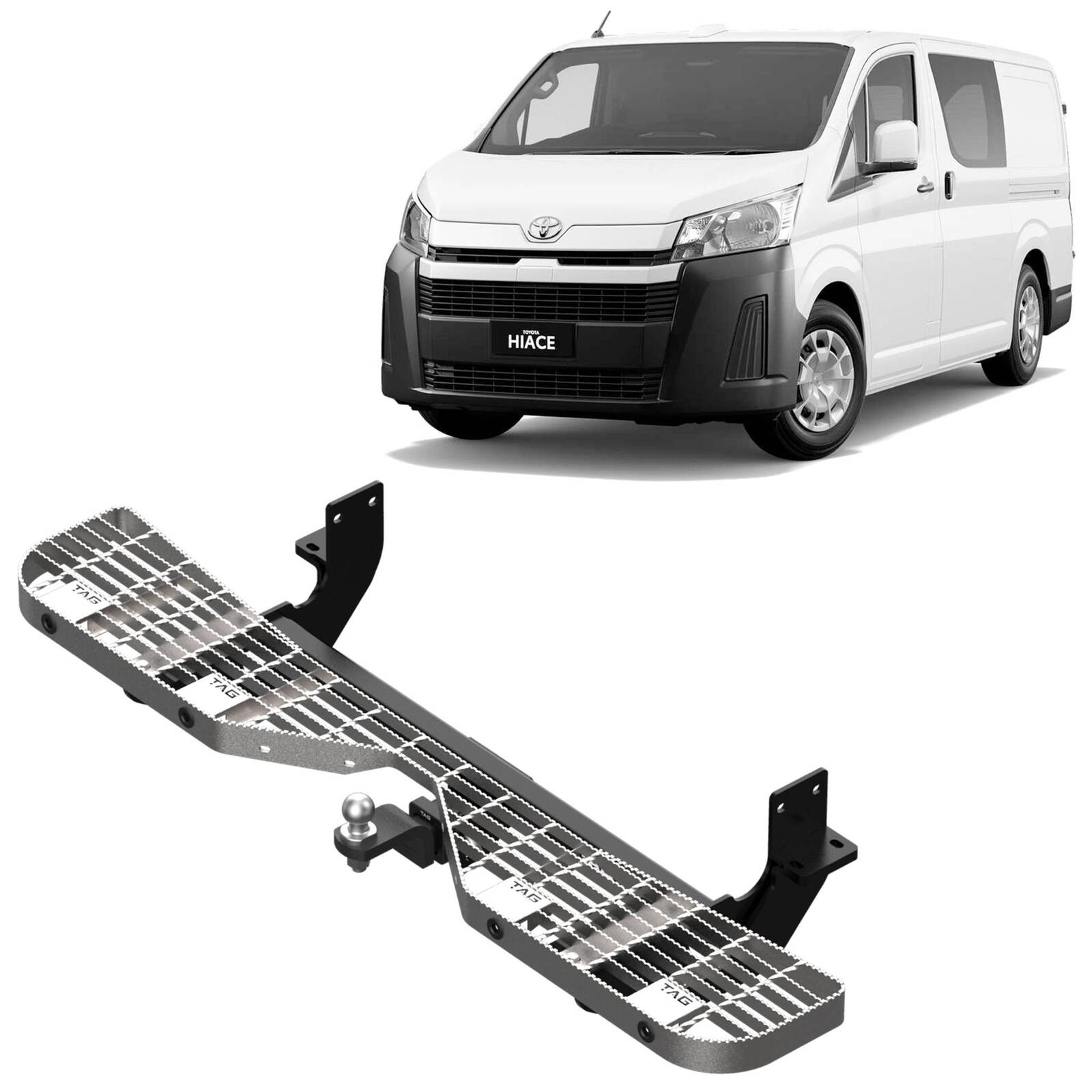 TAG Rear Step & Towbar for Toyota Hiace / Commuter (02/2019 - on) (No Wiring Harness) image