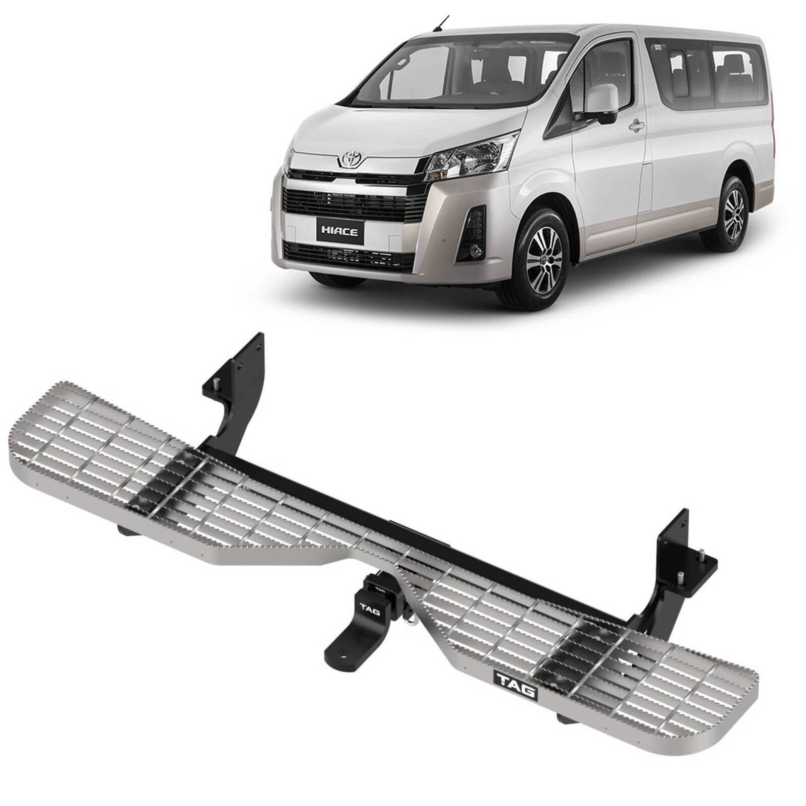 TAG Heavy Duty Towbar, Rear Step & Wiring Harness for Toyota Hiace / Commuter (02/2019 - on) image