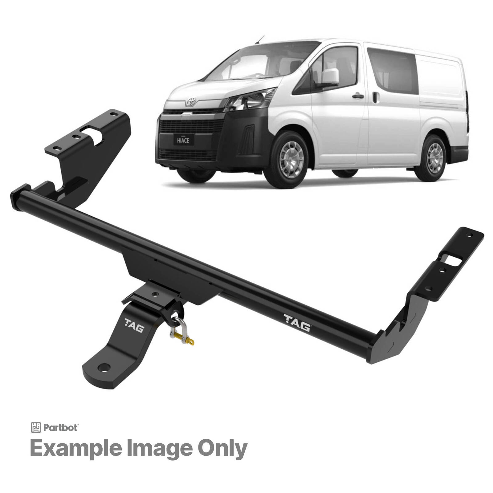 TAG Standard Duty TLP Towbar and Direct Fit Wiring Harness for Toyota Hiace Commuter (08/2004 - 01/2019), image