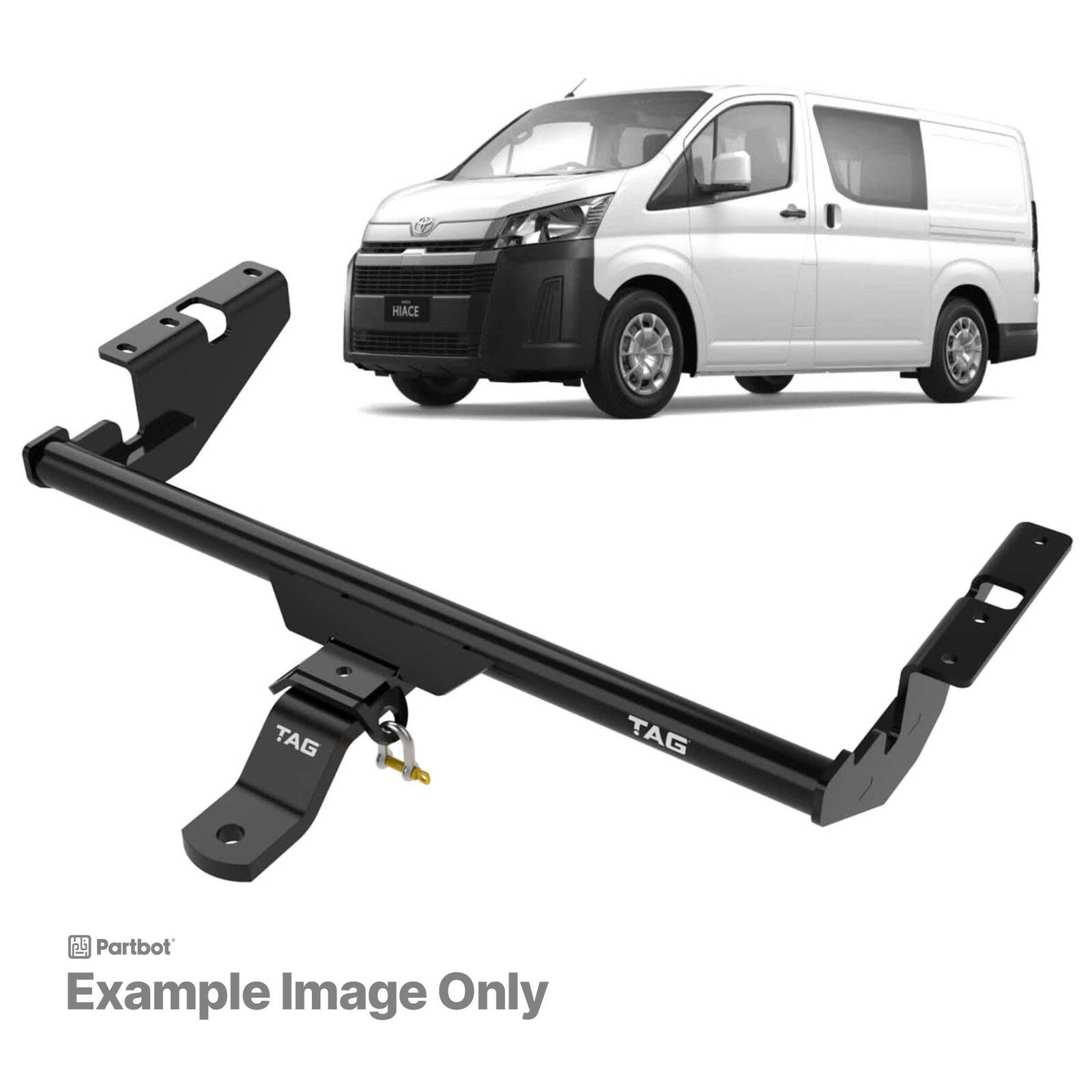 TAG Standard Duty Towbar With Tail Light Protectors for Toyota Hiace LWB Only (01/2005 - 01/2019) image