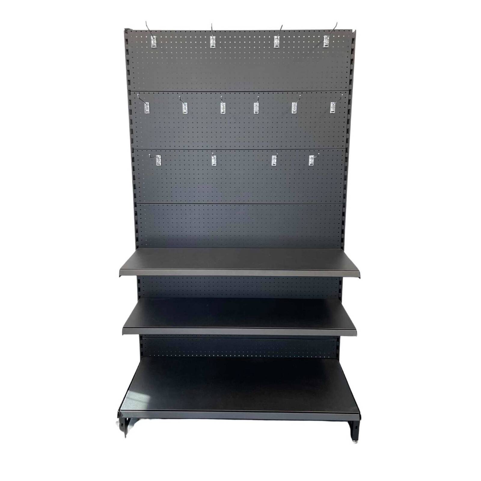 Heavy Duty Retail Display Rack (with Peg Board Gondola and Base Rack Shelving) - 1200W x 2100H x 450D image