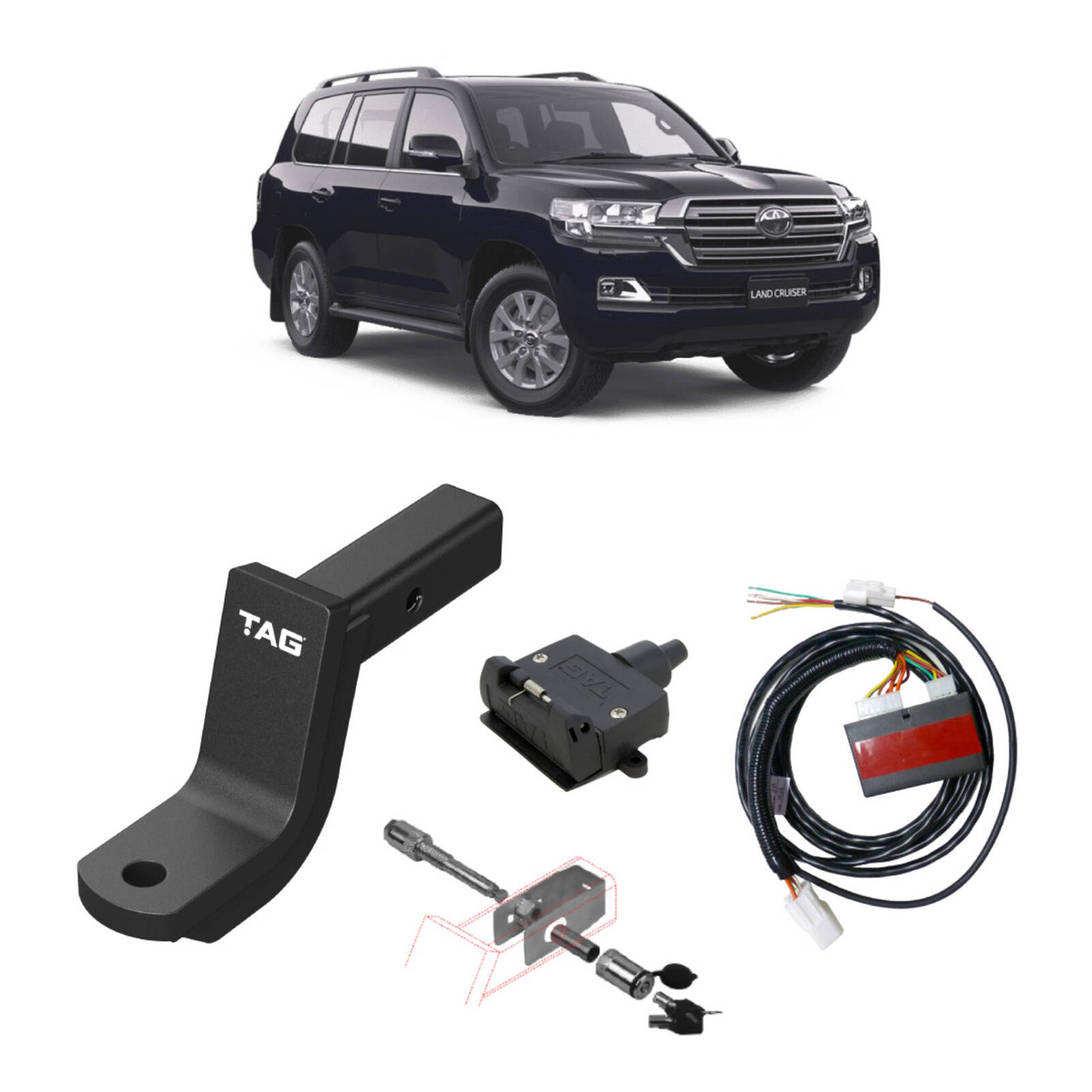 TAG Tow Ball Mount Kit and Direct Fit Wiring Harness for Toyota Landcruiser 200 Series (08/2007 - 12/2021) image