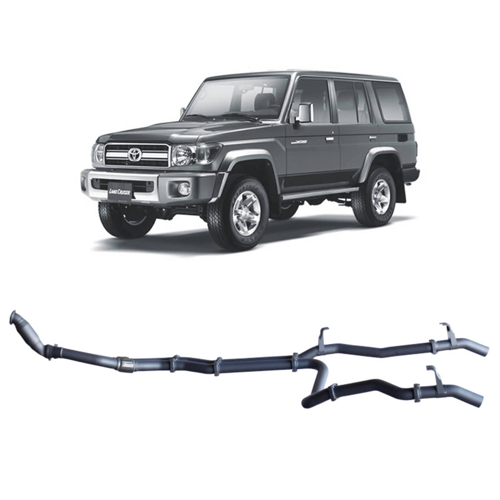 Redback Extreme Duty Twin Exhaust for Toyota 76 Series Landcruiser (03/2007 - 10/2016) image