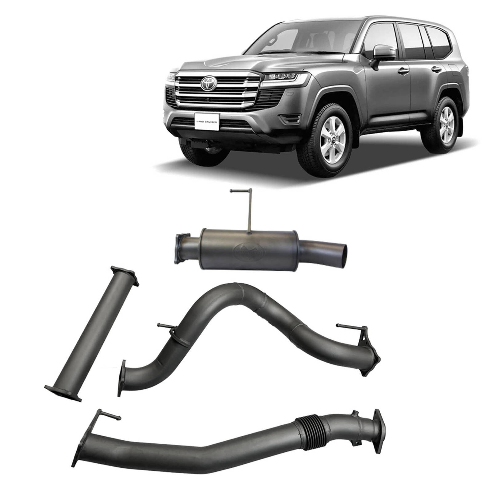 3.5" DPF Back Exhaust for Toyota Landcruiser 300 Series Wagon / SUV with Muffler image