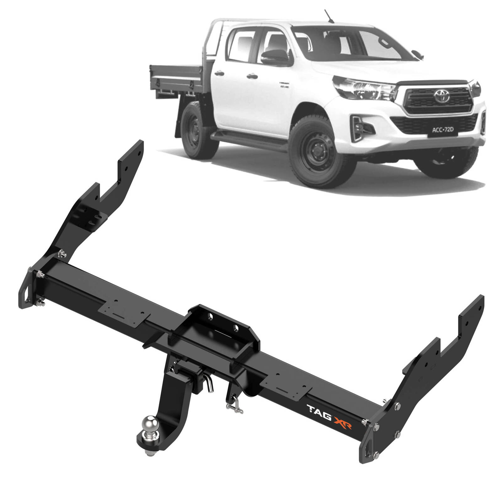 TAG Extreme Recovery Towbar & Direct Fit Wiring for Toyota Hilux Models With No Rear Step (07/2015 - on) image