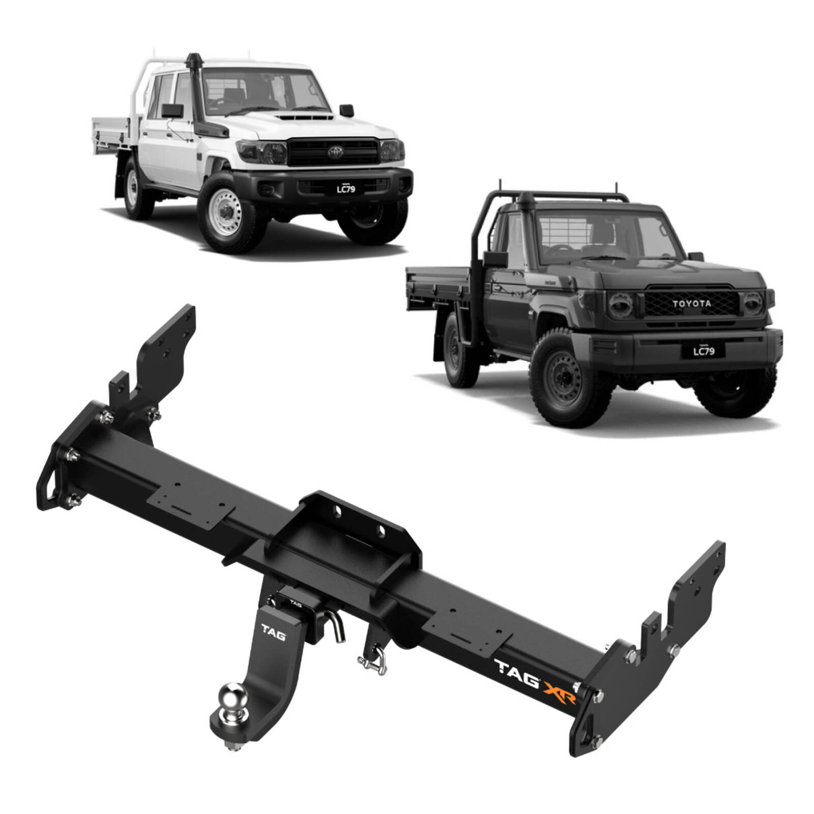 TAG Extreme Recovery Towbar & Direct Fit Wiring for Toyota Landcruiser 79 Series Single and Dual Cab (2012 - On) image