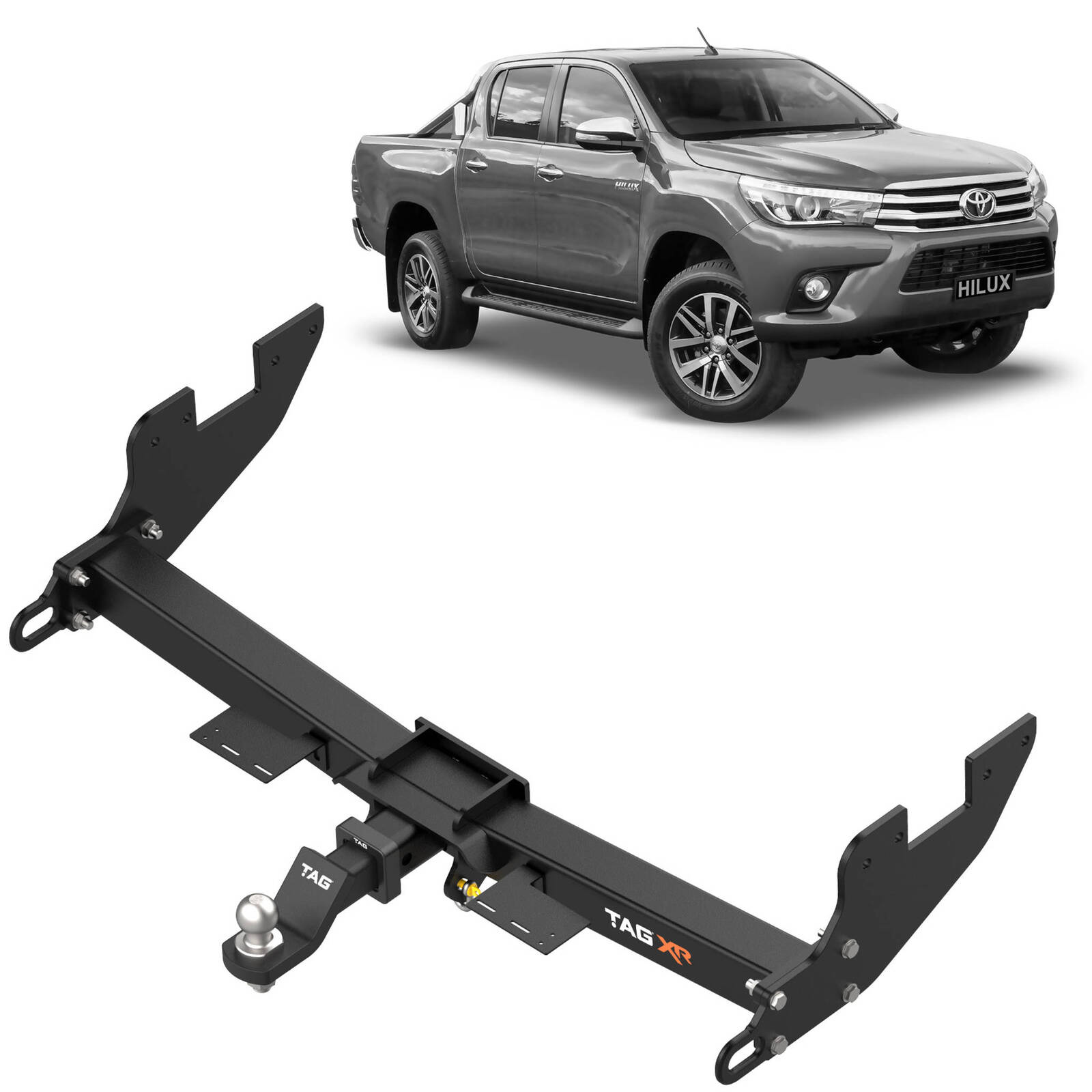 TAG Extreme Recovery Towbar and Direct Fit Wiring Harness for Toyota Hilux (10/2015 - on) Styleside image