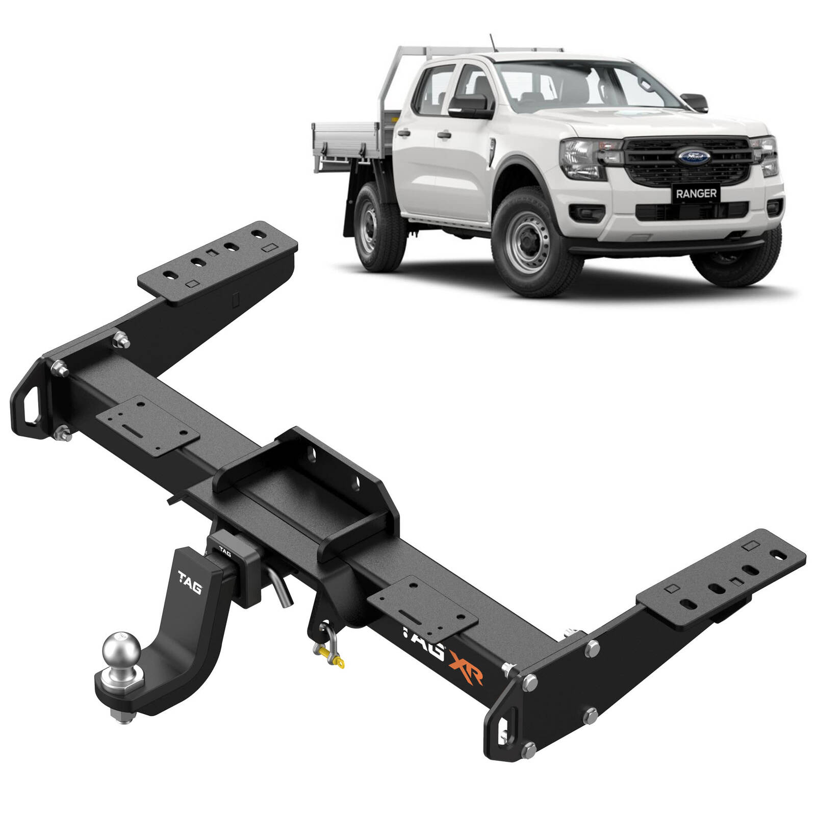 TAG Extreme Recovery Towbar and Direct Fit Wiring for Next-Gen Ford Ranger (06/2022 - on), Volkswagen Amarok (12/2022 - on) - Cab Chassis Models image