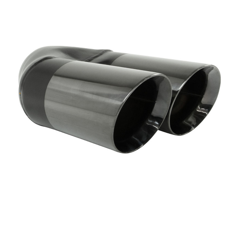 Angle Cut Inner Cone Black Chrome Stainless Exhaust Tip - 3" Inlet - Twin 3.5" Outlet image