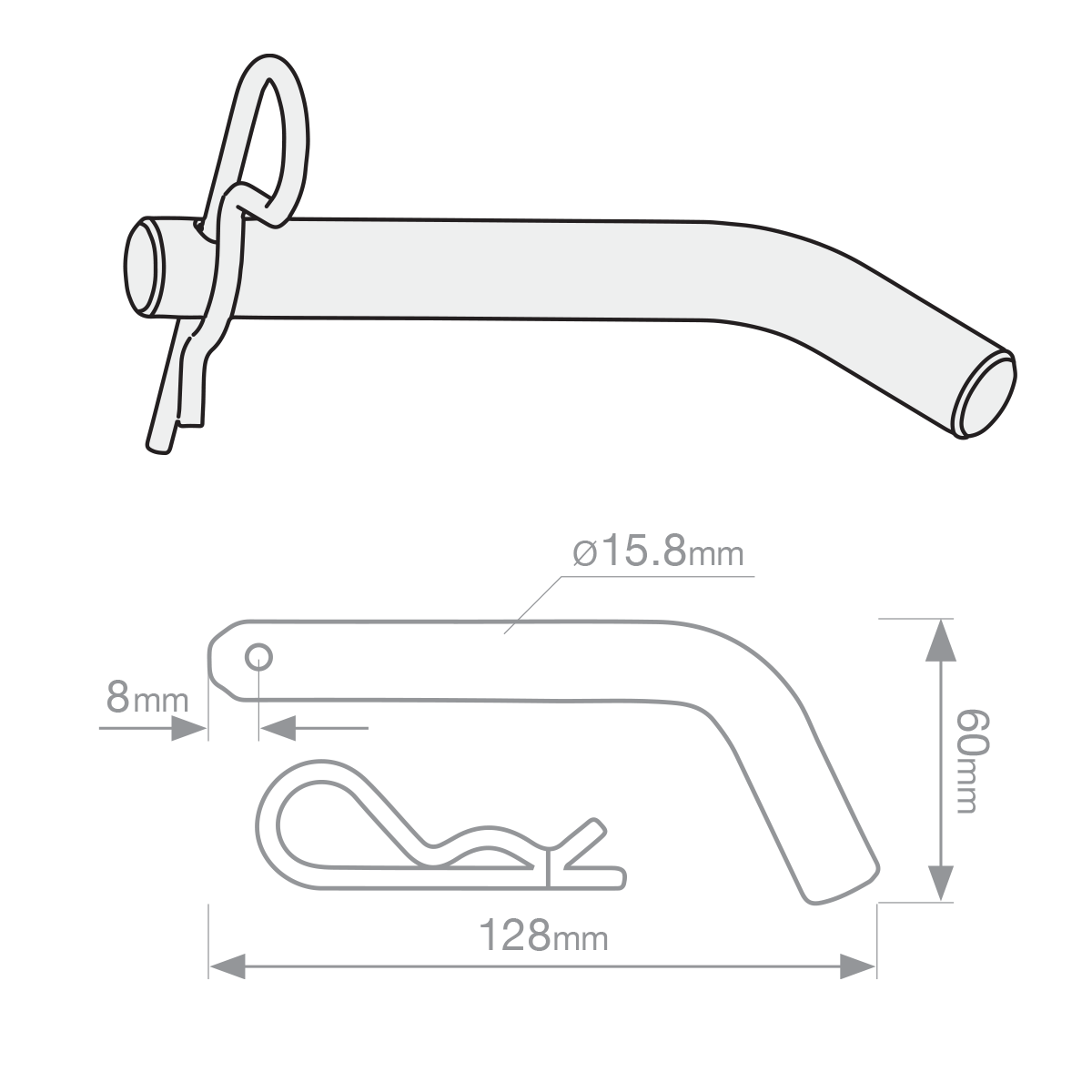 Pull pin for class 4 tow bar with clip image