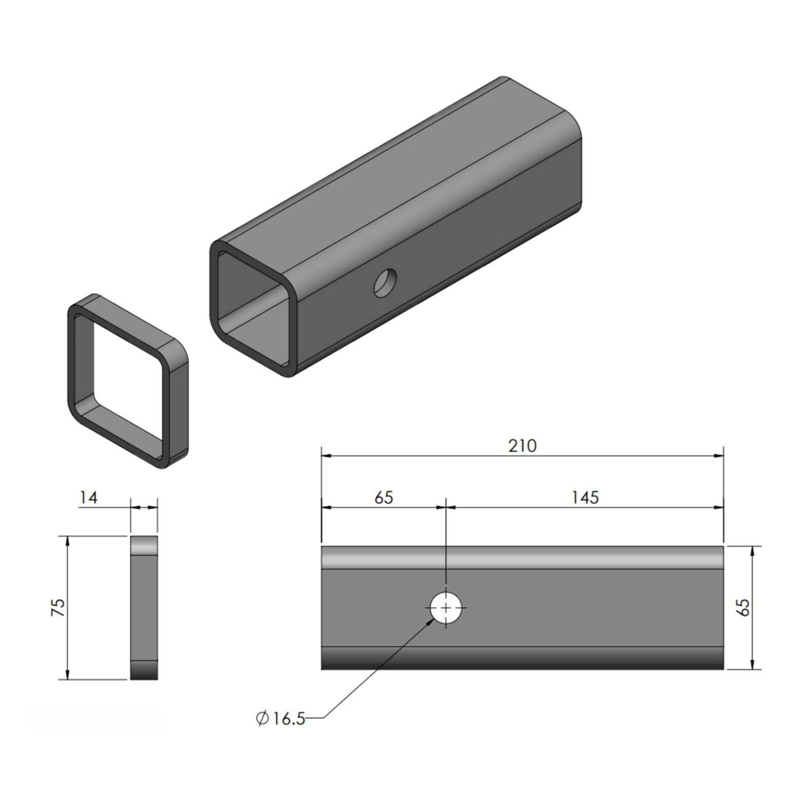 Class 4 box section for tow ball mount 50 x 50mm image